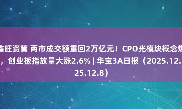 鑫旺资管 两市成交额重回2万亿元！CPO光模块概念爆发，创业板指放量大涨2.6% | 华宝3A日报（2025.12.8）